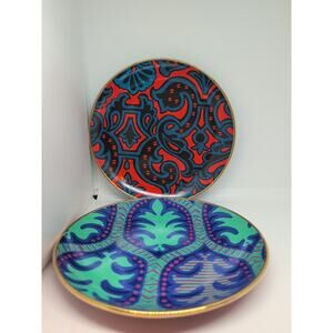 TRACY REESE Neiman Marcus Gold Rim 7 1/4" Salad/Dessert Plates - Set of 2